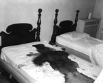 Room 07. Twin Beds in Murder Room, Body Removed by Cleveland / Bay Village Police Department