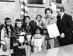 Cleveland Mayor Ralph Perk with Native American children in traditional costume by Tibor Gasparik