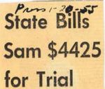 55/01/20 State Bills Sam $4425 for Trial by Cleveland Press