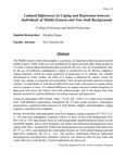 Cultural Differences in Coping and Depression between Individuals of Middle-Eastern and Non-Arab Backgrounds by Khadeja Najjar